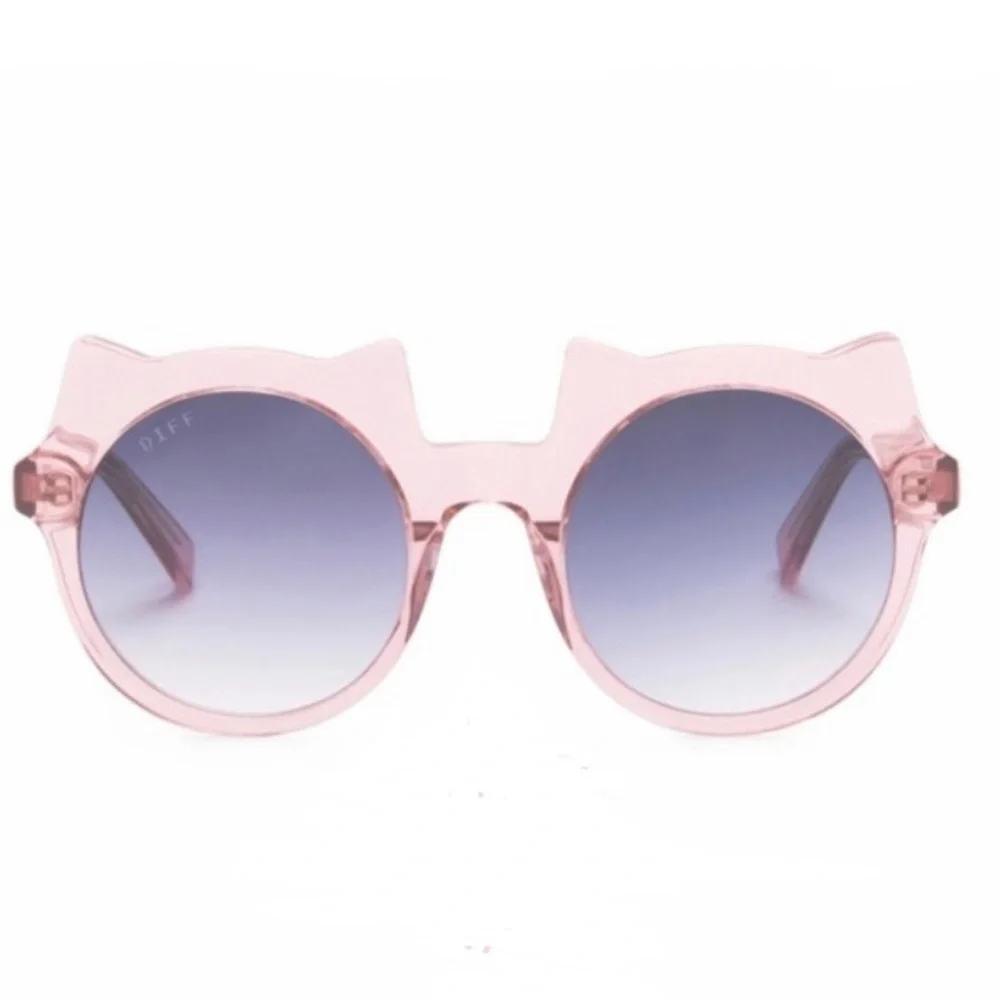 DIFF Eyewear Lucky Cat Kids Sunglasses Rose Crystal Grey Gradient Lenses NWT $85